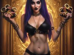 A goth woman holding brass knuckles